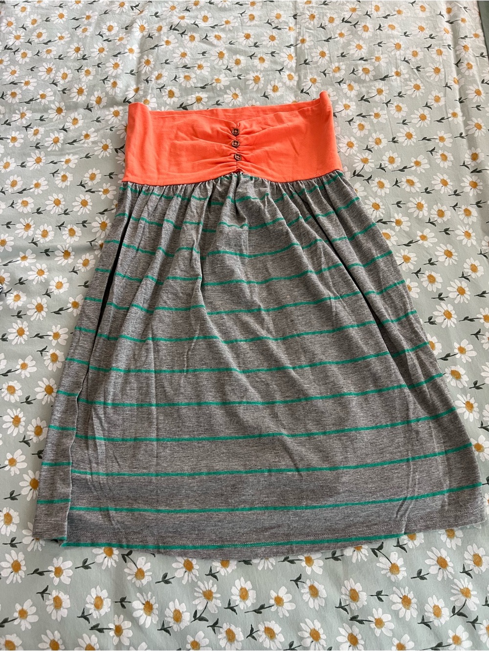 Rewind Coral & Grey Strapless Dress